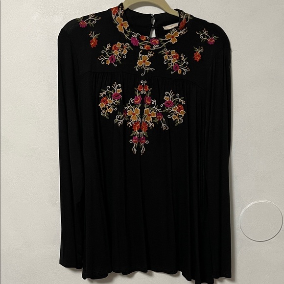 Cupio Black Blouse with Colorful Embroidery - Picture 1 of 7